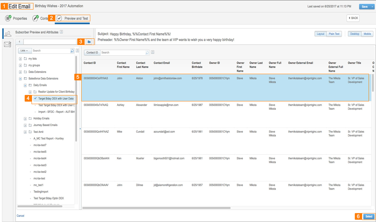 Figure 19 - Previewing the target data extension