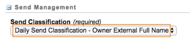 Figure 26 - Select the Send Classification you selected earlier