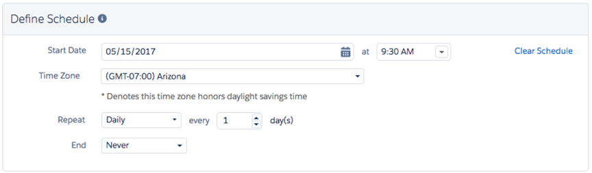 Figure 30 - Define a schedule for the automation