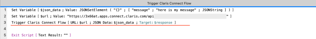 Use the new 'Trigger Claris Connect Flow' script step