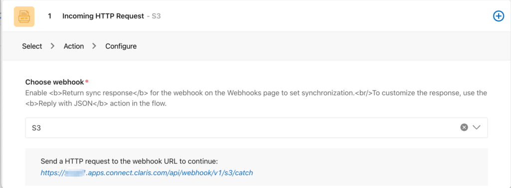 Select the appropriate webhook in the Incoming HTTP Request trigger