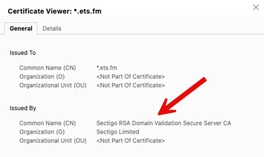 Certificate  Viewer showing the wildcard certificate.