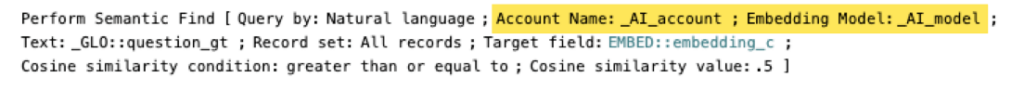 Specifying the AI account and model in the script.