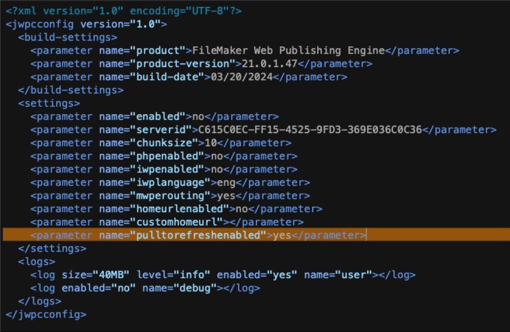 New pulltorefreshenabled parameter added to the jwpc_prefs.xml file.