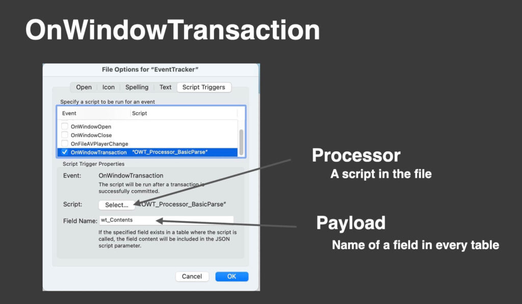 File Options dialog to enable OWT