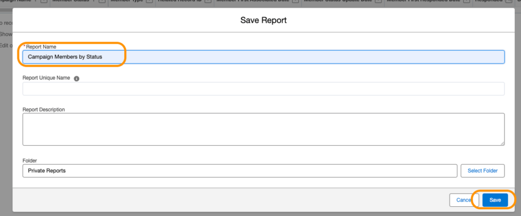 Naming the report